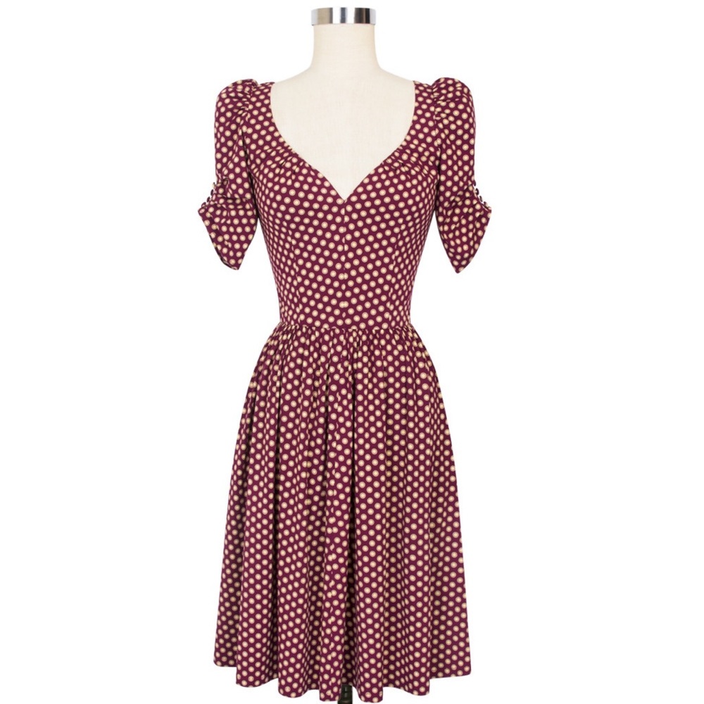 Size 8 Trashy Diva Wine Dots Lizzie Dress